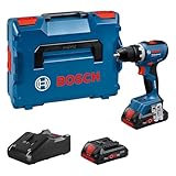 Bosch Professional 18V System Akku-Bohrschrauber GSR 18V-65 (bürstenloser Motor, Kopflänge 166, inkl 2x Akku ProCORE18V 4.0Ah, L-BOXX)