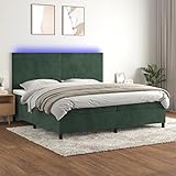 HOMEELIKE Boxspringbett mit Matratze & LED Dunkelgrün 200x200 cm Samt