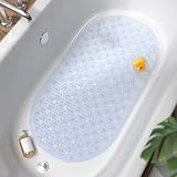 HITSLAM Oval Badewannenmatte rutschfest, 68 x 38 cm Antirutschmatte für Badewanne, Maschinenwaschbar Duschmatte rutschfest mit Saugnäpfen, BPA frei Badematte Schimmelresistent, Transparent