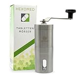 HEXOMED Edelstahl Tablettenmörser zum Drehen - für alle (kleine und große) Tabletten - Medikamenten Mörser zum Zerkleinern für Erwachsene, Kinder, Haustiere - Tablettenteiler & -spalter, Pillenteiler