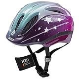 KED Meggy II Trend 2024 | Kinder Fahrradhelme Stars pink Aqua / 52-58 (M) Insektenschutznetz Integriertes LED-Rücklicht maxSHELL Technologie