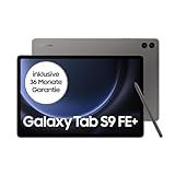 Samsung Galaxy Tab S9 FE+ Android-Tablet, 31,5 cm / 12,4 Zoll Display, 128 GB Speicher, Mit Stift (S Pen), Lange Akkulaufzeit, WiFi, Grau, Inkl. 36 Monate Herstellergarantie [Exklusiv bei Amazon]