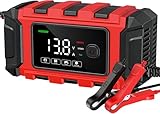 6A Ladegerät Autobatterie, 12V KFZ Batterieladegerät Vollautomatisches Intelligentes Erhaltungsladegerät, LCD-Bildschirm Vollautomatisches Ladegerät für Auto, Motorrad, Rasenmäher oder Boot (6A-2)