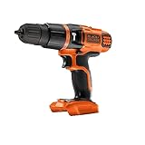 Black+Decker BDCH188N Akku-Schlagbohrschrauber, Bohrmaschine (18V mit 2-Gang Getriebe, 10 mm Schnellspannbohrfutter, variable Drehmomentvorwahl, Doppelbit, Lieferung ohne Akku und Ladegerät)