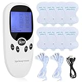 AVCXEC TENS Gerät Schmerztherapie, 2 Kanäle TENS/EMS Reizstromgerät mit 6 Modi und 11 Intensitäten, Muskelstimulator mit 8 Stück Elektroden Pads für Arthritis, Schmerzlinderung und Muskelaufbau