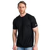 100% Merino T-Shirt Herren Kurzarm - Sport Shirt Männer Wolle, Merino Unterwäsche Herren (Mittel, Heat Black)