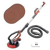 Matrix Profi Trockenbauschleifer DWS 710 800 Watt Wandschleifer Schleifgiraffe Deckenschleifer Langhalsschleifer | 225mm 4,3kg rot-schwarz Teleskopstiel ausziehbar bis 170cm inkl. Schleifpapier