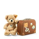 Steiff Teddybär Fynn im Koffer beige 28 cm, Stofftier-Teddy, Kuscheltier Bär aus Plüsch, Teddy-Bär zum Kuscheln und Spielen für Kinder, beweglich & waschmaschinenfest
