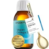 Premium Omega-3 Algenöl Vegan (2900mg pro Tag) - Hochdosiert - mit Zitrone - DHA & EPA - Wissenschaftsbasiert, Laborgeprüft - Nachhaltig - Mit Vitamin D3 fürs Immunsystem - Spoon of Change®