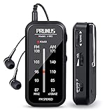 PRUNUS J-985 Mini Radio Klein UKW/FM/AM-Transistorradio, Taschenradio mit Kopfhörern (Stereo-Sound bei UKW), Kleines Radio Batteriebetrieben mit 2 AAA-Batterien zum Joggen, Gehen und Reisen.