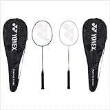 Yonex Badmintonschläger GR 303I Made in India 2er Pack mit Full Cover (Silber/Weiß)