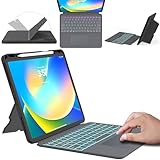 ROOFEI Tastatur Hülle für iPad Pro 12.9 Zoll (6/5/4/3 Generation - 2022/2021/2020/2018) - Abnehmbare Tastatur mit Touchpad & 7 Farbige Beleuchtung & Kickstand - Deutsches QWERTZ-Layout Tastatur