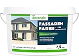 derendo Fassadenfarbe beige 2,5l mit EXTRA hohem Wetterschutz, matte silikonharzverstärkte Fassaden Farbe, hohe Deckkraft und gute Füllkraft bei kleinen Rissen (Cremebeige 5-31)