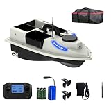 LOKEEVAN 600m 5200/12000mAh Futterboot mit GPS, Angelköderboot mit großem Köderbehälter 2 kg Ladekapazität 99 GPS Speicherpunkten mit Handtasche, Antennen, Propeller und andere (grau)