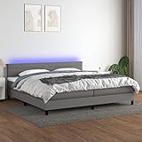 SECOLI Boxspringbett 200x200 mit matratze,LED Polsterbett 200x200 Bett 200x200 mit matratze und lattenrost Bett mit matratze 200 x 200 komplett-Dunkelgrau-200 x 200 cm