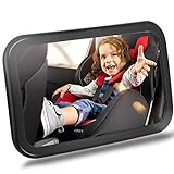 PERMUST Rücksitzspiegel fürs Baby,360° Schwenkbar ,Bruchsicherer rückspiegel ,Verstellbare elastische Riemen,Spiegel kompatibel mit meisten Auto drehbar doppelriemen
