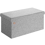 Casaria® Sitzbank mit Stauraum Faltbar Grau 80x40x40cm Gepolstert Deckel Leinen - Optik Schlafzimmer Wohnzimmer Flur Sitztruhe Truhenbank Polsterbank