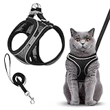 Atmungsaktiv Katzen Geschirr Set, Hunde Ausbruchsicher Reflektierend Geschirr, Dauerhaft Verstellbares Katzengeschirr mit Leine, Breathable Puppy Harness for Outdoor Walks (XS)