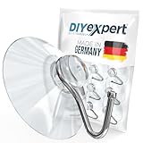 DIYexpert 10 x Saughaken Ø 40mm - als Wandhaken Aufhänger mit Saugnapf und Metallhaken - ideal für Badezimmer Küche - auf Glas Spiegel Fliesen