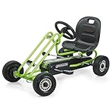 Hauck T90105 Lightning Go-Kart - Kinderfahrzeug, Reifen mit Gummiprofil, Handbremse für beide Hinterräder, 3-fach verstellbarer Schalensitz,grün