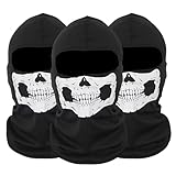 EUPSIIU 3 Stück Ghost Maske Call of Balaclava Call of Duty Sturmhaube Skull Maske Balaclava Geisterschädel Vollgesichtsmaske Skelett Motorrad Skimaske Männer Herren Mütze Halloween Cosplay (Schwarz)