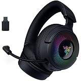 Razer Kraken V4 - Kabelloses PC Gaming-Headset (3-Modi-Konnektivität, Triforce 40mm Treiber, 9-Zonen-RGB-Beleuchtung der Ohrmuscheln, Mix- und Lautstärkeregelung, THX Spatial Audio) Schwarz