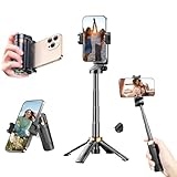 Mini Selfie Stick Stativ, 360° Pocket Flex Bluetooth Stativ Ständer Telefongriff mit Fernbedienung, Ausziehbarer und tragbarer Selfie-Stick für Videoaufnahmen, Vlogging, Live-Streaming