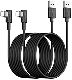 SUNGUY USB C 90 Grad Kabel, [2Stück 3 m] USB 2.0 Typ C Schnellladeund Synchronisierungskabel Kompatibel mit Galaxy S20 S10 S9 S8 Plus S10E, A10e A20 A50 A51 A71, Note 20 10, Moto G7 G8