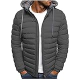 UHouse Winterjacke Herren Daunenjacke mit Kapuze Warm Jacke Blitzangebote Leichte Steppjacke Winter Herren-Jacken Bequeme Kapuzenjacke Casual Puffer Jacket Basic Übergangsjacke Sale Grau L