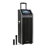 auna Pro DisGo Box 2100 DVD Mobile PA-Anlage, 300 W max., 9' (23 cm) TFT-Display, DVD-Player, 2 x 10 (25,5 cm) Subwoofer, Bluetooth-Funktion, XMR Bass Technology, drahtloses UHF-Mikrofone, anthrazit