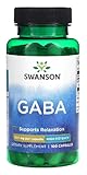 Swanson - GABA | Beruhigende Nahrungsergänzungsmittel zur Stressreduktion, Gamma Aminobuttersäure - 100 Kapseln