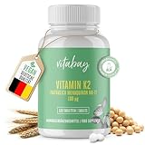 Vitabay Vitamin K2 100 µg hochdosiert (mcg) - VEGAN 120 Vitamin K2 Tabletten MK7 MK-7 aus natürlichen Zutaten und laborgeprüft - Vit K2 Vitamin K 2 (Menaquinon-7) All-Trans Form K2 Vitamin Vitamin-k2