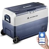AAOBOSI Kompressor Kühlbox 50 L, Kühlbox Auto Mit WiFi-APP-Steuerung, 12/24 V und 100-240 V Kühlbox Elektrisch, bis -20 °C für Auto, LKW, Boot, Reisemobil, Camping, Dual Zone und Zwei Temperaturen