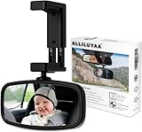 Spiegel Auto Baby, Rückspiegel Baby Auto mit Gefederten Clips, Glas-Spiegel, 360° Drehbar, Rücksitzspiegel Baby für Meisten Auto(129 * 65.8mm) (1 Schwarz)