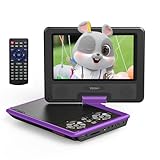 YOTON 9,5' Tragbarer DVD-Player für Kinder im Auto mit 7,5' HD-Schwenk Bildschirm, Stereo-Lautsprechern, 6 Stunden Akkulaufzeit, Sync-TV/USB/SD-Karten-Unterstützung, Lila [Kein Blu-ray Support]