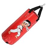 AMONIDA PU Leder hängenden Boxsandbeutel Kinder Boxsack, rot/schwarz Robuster und langlebiger Vierfachpolsterschutz Sanda Muay Thai Training Hollow Equipment(red, 60CM)
