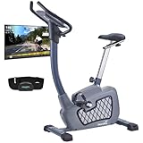 Skandika Wiry Ergometer Heimtrainer 11kg Schwungmasse 24 Trainingsprogramme 32 Widerstandsstufen Magnetbremssystem Bluetooth Kinomap App-Steuerung Transportrollen (grau)