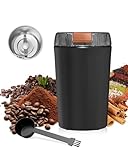Elektrische Kaffeemühle, Leistungsstarker 350W Motor, Kaffee Mühle für Kaffeebohnen, Gewürze und Nüsse, One-Touch-Sicherheitsdesign, Mahlgrad variabel, 80g Füllmenge, Edelstahl, mit Reinigungsbürste