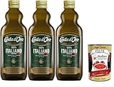 Costa d'Oro – Der Italiener 750 ml. Natives Olivenöl extra kalt gewonnen aus 100% italienischen Oliven, fruchtig. 3x 75 cl Flasche + Italian Gourmet polpa 400g