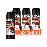Axe Bodyspray Moschus Deo ohne Aluminium sorgt 48 Stunden lang für effektiven Schutz vor Körpergeruch 3x 150 ml