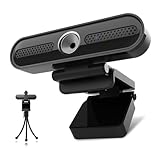VIZOLINK W4DS Webcam 4K, PC Webcam mit Mikrofon, 78°Sichtfeld, Fester Fokus, Plug&Play, Stativ und Abdeckung, 2K Webcam für Zoom, Skype, Teams, Videoanruf und Konferenz, Mac/ChromeOS/Android