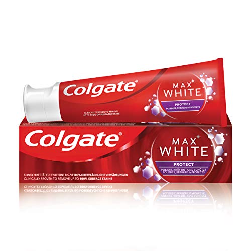 Colgate Zahnpasta Max White Protect, 75ml - Zahncreme für ein ein strahlendes, gesundes Lächeln