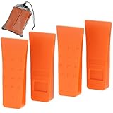 QWORK® 4 Stück Sicherer Spaltkeil 15CM, Kettensägen Fällkeil aus Schlagfest ABS-Kunststoff mit Spikes, in Auffälliger Orange Signalfarbe