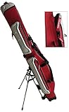 Mistrall Rutenfutteral 3 Fächer rot/Silber versteifte Rutentasche Hardcase Futteral mit Ständer 160cm