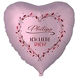 Helium gefüllter Ballon 'Ich liebe dich' in Pink mit individuellem Namen