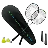 Talbot Torro Carbon Badminton Set Professional, 2 Badmintonschläger, 2 Federbälle, 2 Griffbänder & Schlägertasche für Training & Sport