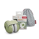 Alpine Muffy Baby - Gehörschutz für Babys bis 36 Monate - 23dB - Baby Lärmschutz Kopfhörer verhindert Gehörschäden und verbessert den Schlaf unterwegs - Verstellbares Kopfband - Grün