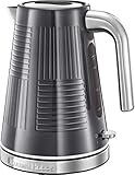 Russell Hobbs Wasserkocher [1,7l, 2400W] Geo Edelstahl Grau (Schnellkochfunktion, herausnehmbarer Kalkfilter, Wasserstandsanzeige, autom. Deckelöffnung, optimierte Ausgusstülle) Teekocher 25240-70