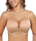 DotVol Damen Push Up BH Bequemer gepolsterter Bra für Frauen Ohne Bügel Unterwäsche Alltag BH(Beige 75C)
