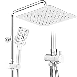 Rainsworth Duschsystem ohne Armatur Chrom- 30 * 30cm Quadratisch Regendusch Dusche Set, Duschgarnitur mit Umsteller, 3 Strahlarten Handbrause